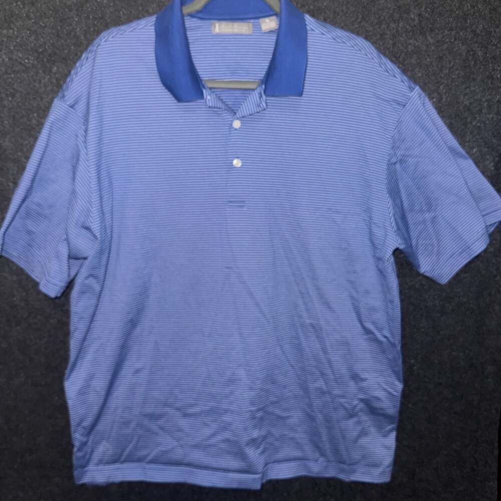 Daniel Cremieux Signature Collection Men's Blue Striped Short Sleeve Polo Shirt